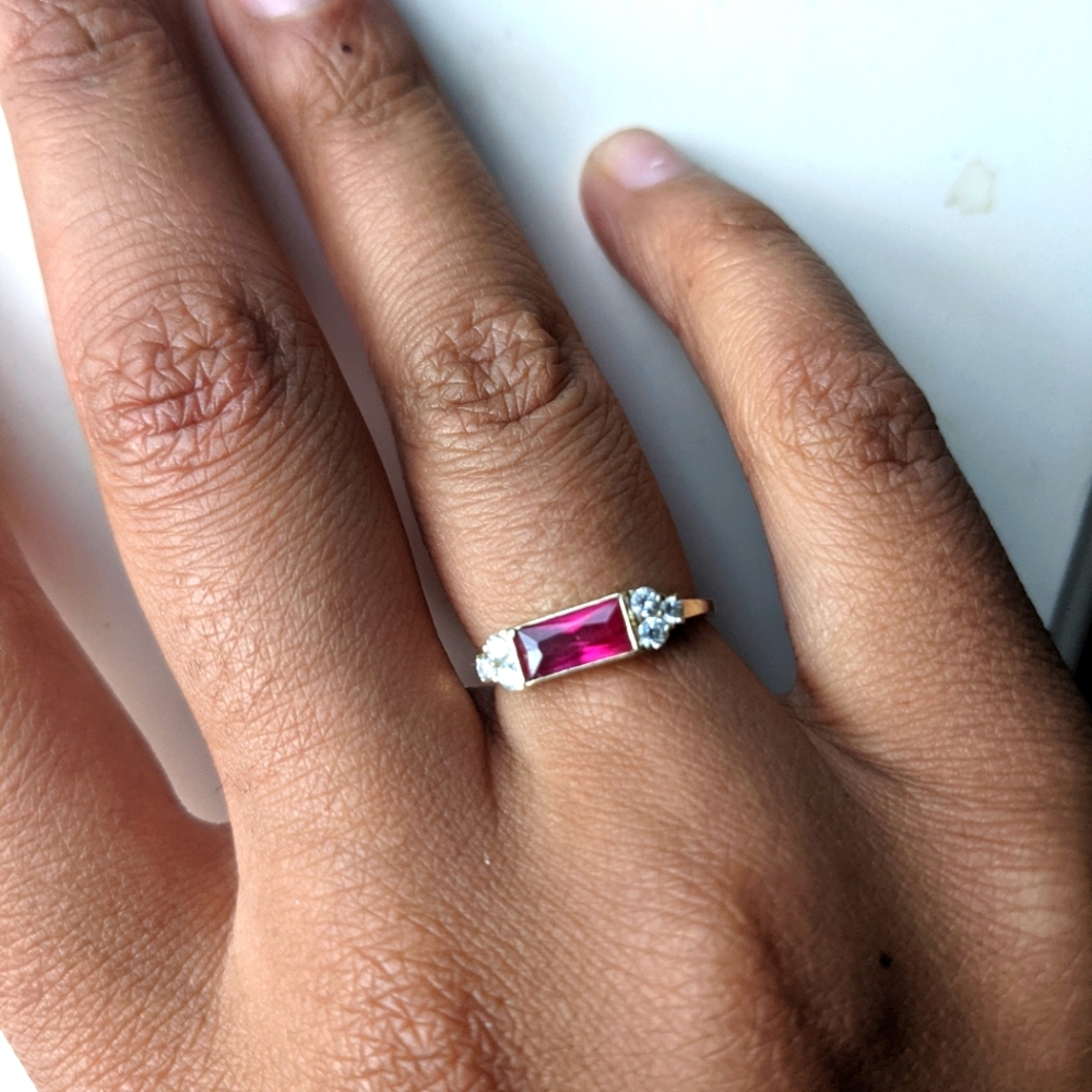 Solid 10k Gold Ruby and Diamond Ring